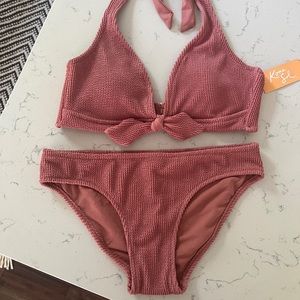 NWT Target Kona Sol Pucker Textured Bikini in Mauve